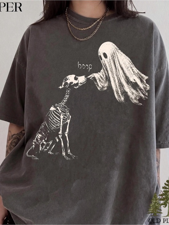 Comfort Colors Other - Pets Dog Ghost & Skeleton 'Boop' Graphic Tee - Pepper